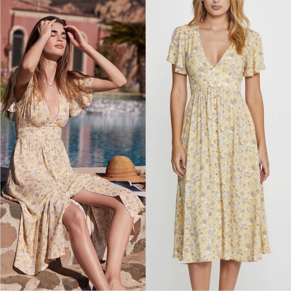 Auguste The Label Olsen Violet Midi Dress Yellow
